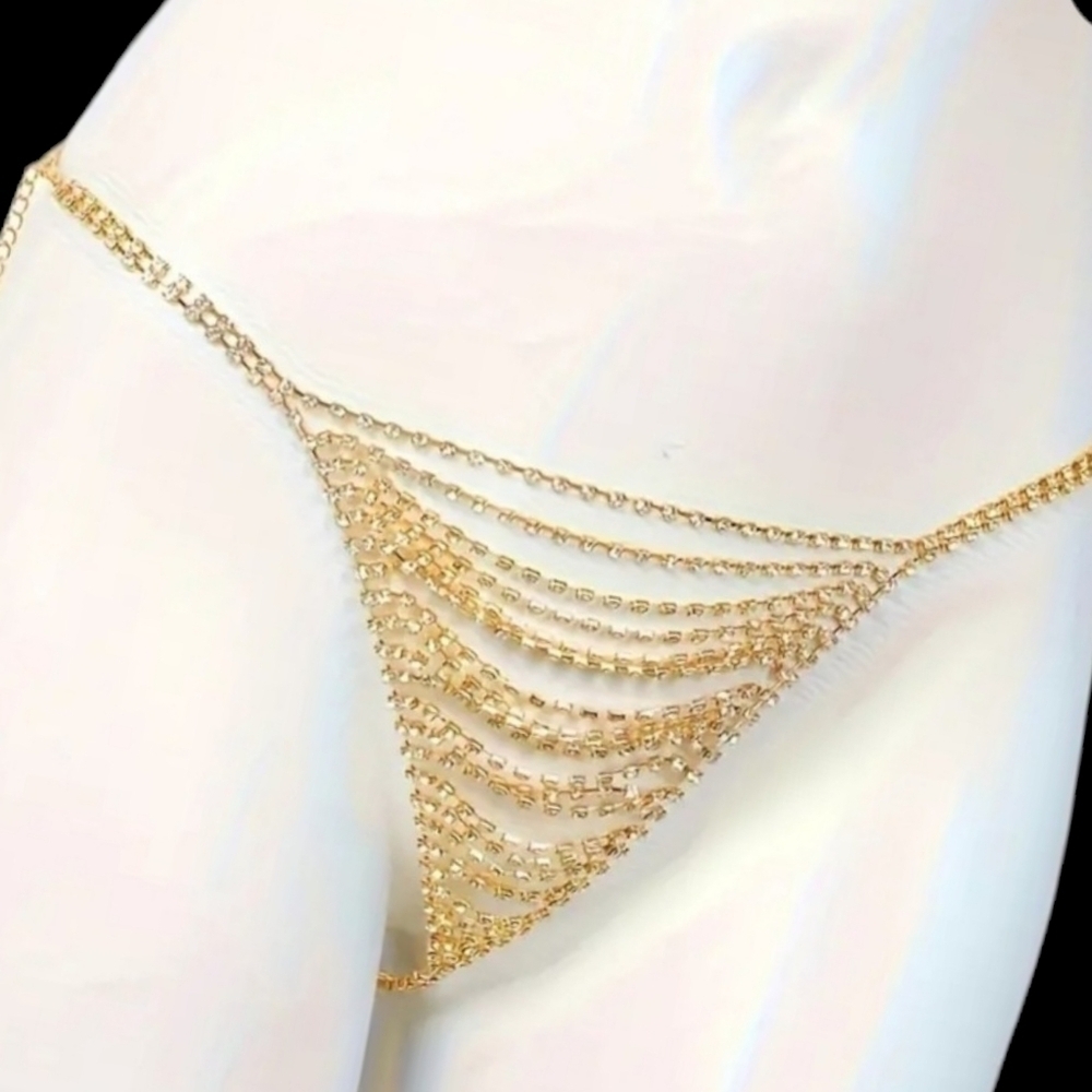 Bikini Body Chain Rhinestone NWT in Silver Or Gold     BK